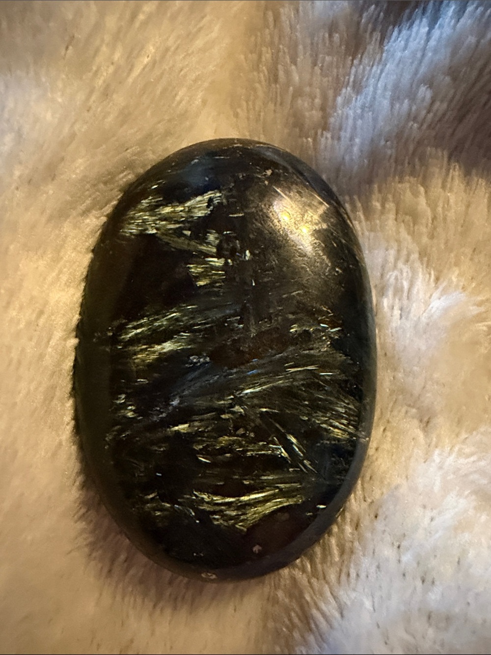 This stone is a polished Astrophyllite, or “Firework” Palm Stone. Beautiful!! - Picture 4 of 6